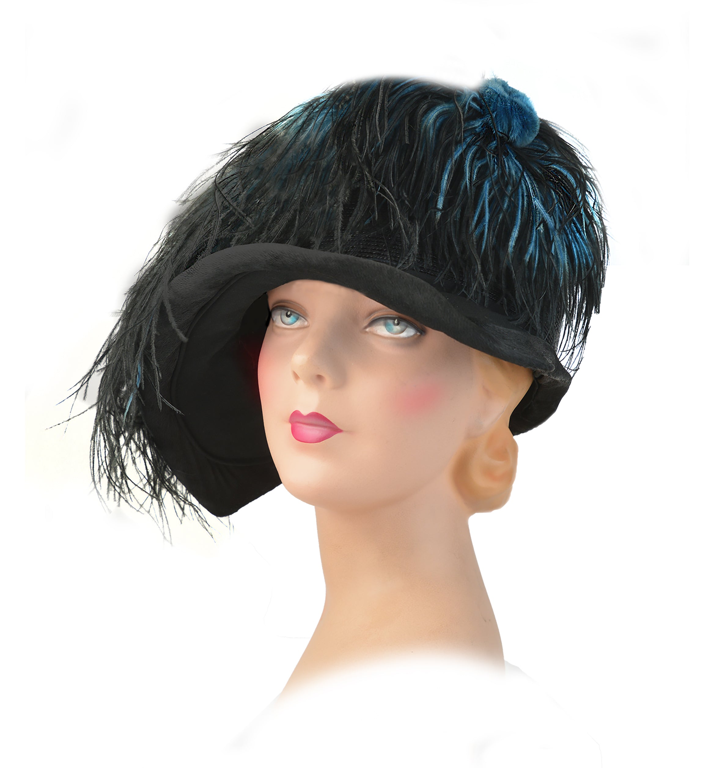 RARE! Museum-Worthy 1928 Jazz Age Couture Cloche Hand-Extended Ostrich Feathers | Exceptionally Fine Condition | NOT a Reproduction, As Seen In "Juicy History"