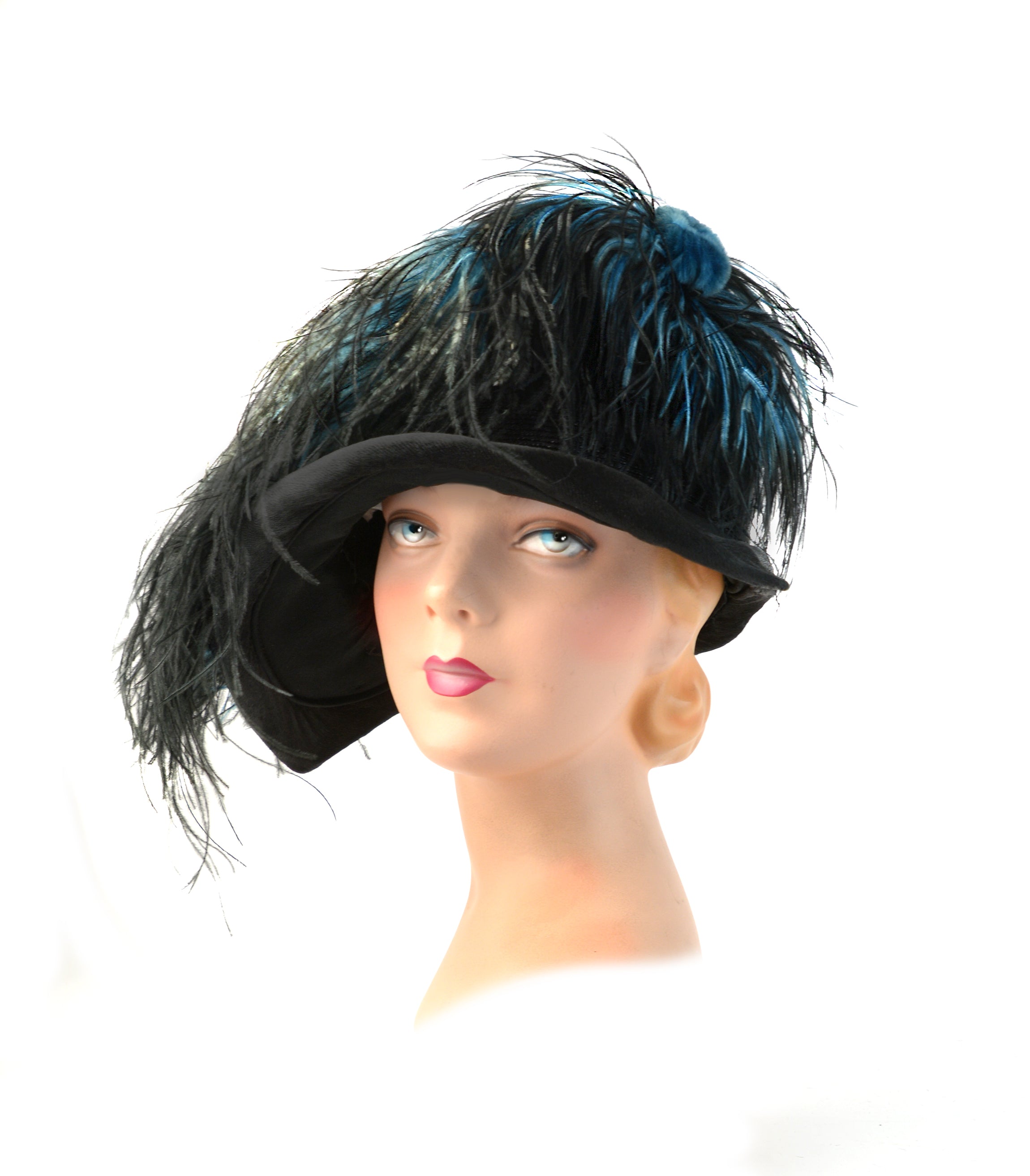 RARE! Museum-Worthy 1928 Jazz Age Couture Cloche Hand-Extended Ostrich Feathers | Exceptionally Fine Condition | NOT a Reproduction, As Seen In "Juicy History"