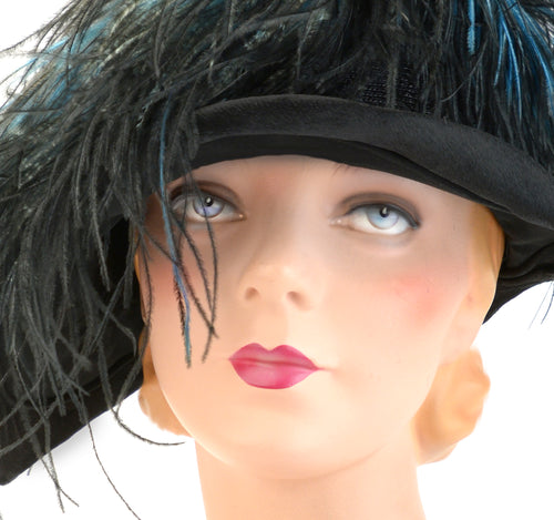 Rare 1928 Jazz Age Couture Cloche | Hand-Willowed Ostrich Featherwork | Exceptional Condition | As Featured in Juicy History  *Free Shipping