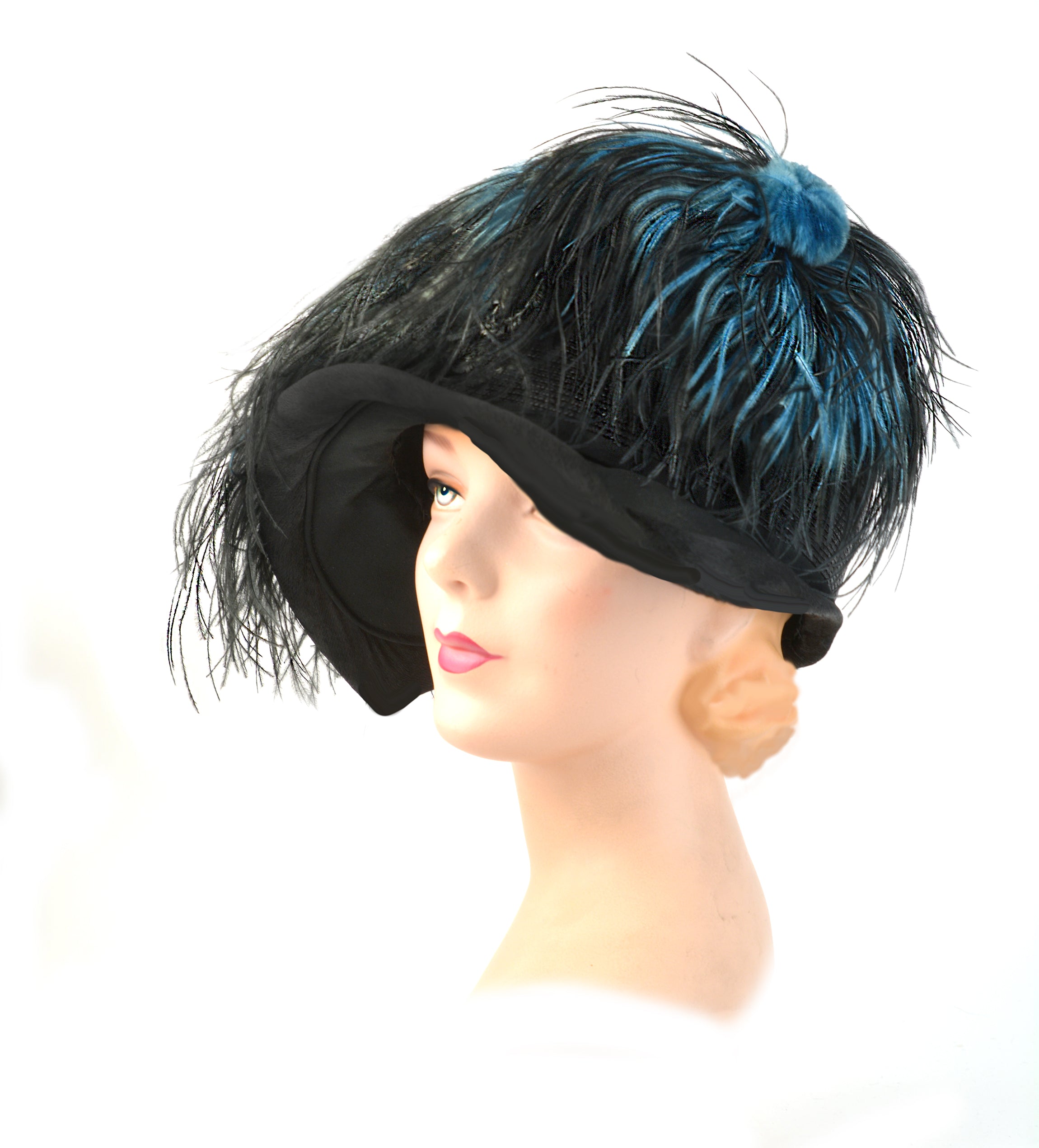 RARE! Museum-Worthy 1928 Jazz Age Couture Cloche Hand-Extended Ostrich Feathers | Exceptionally Fine Condition | NOT a Reproduction, As Seen In "Juicy History"
