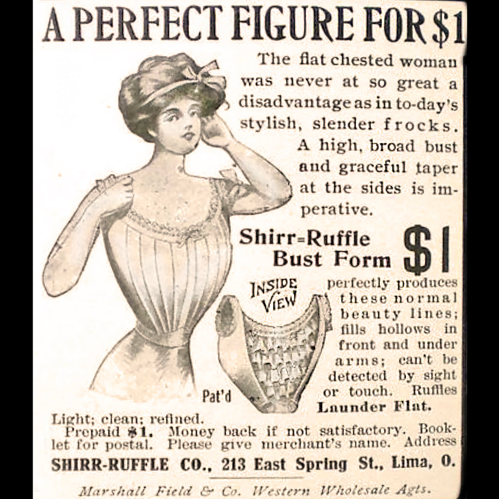 Rare Edwardian Bust Improver, Circa 1901 Cotton Batiste with Extensive Interior Ruffle Construction Authentic Period Example. Not a Reproduction.