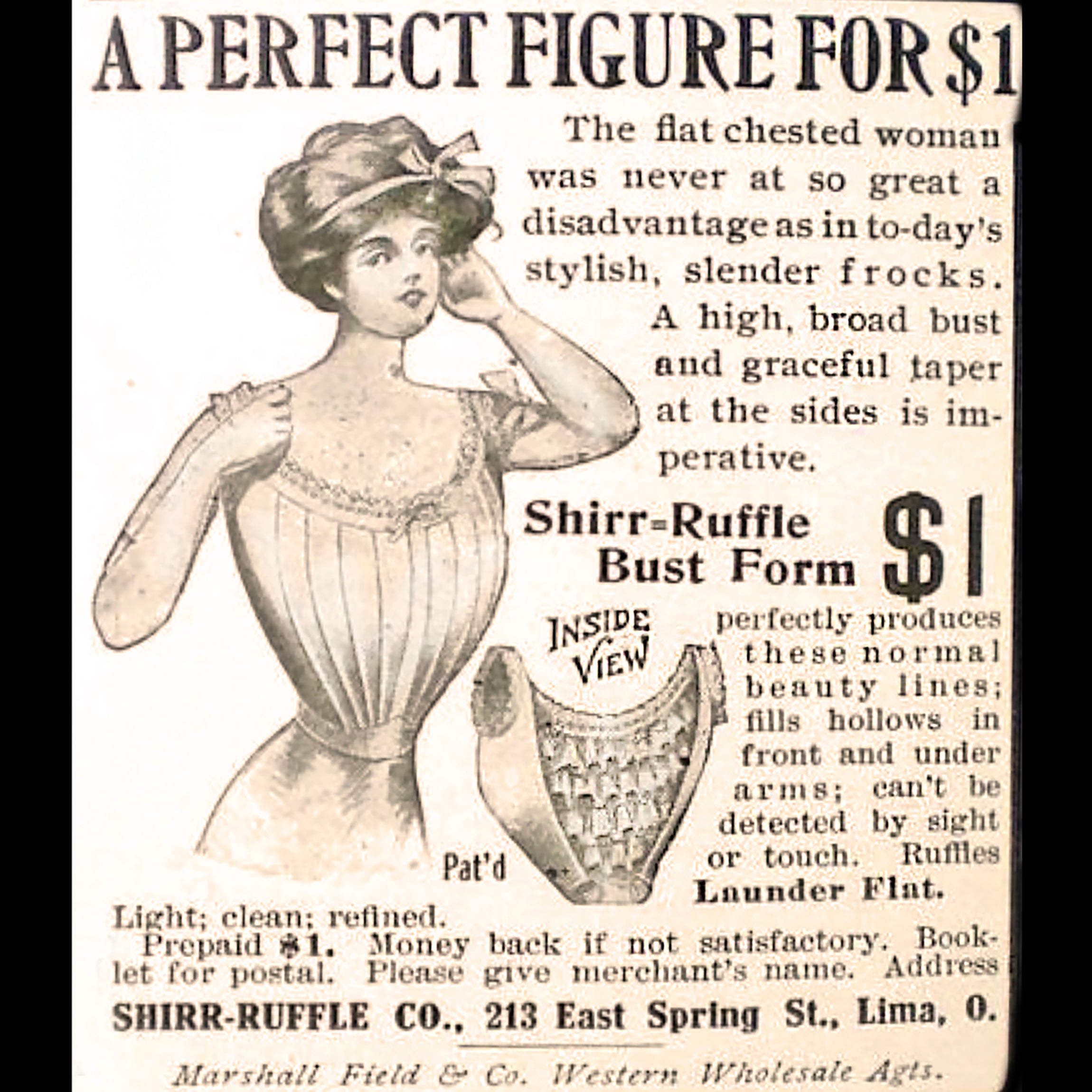 Rare Edwardian Bust Improver, Circa 1901 Cotton Batiste with Extensive Interior Ruffle Construction Authentic Period Example. Not a Reproduction.