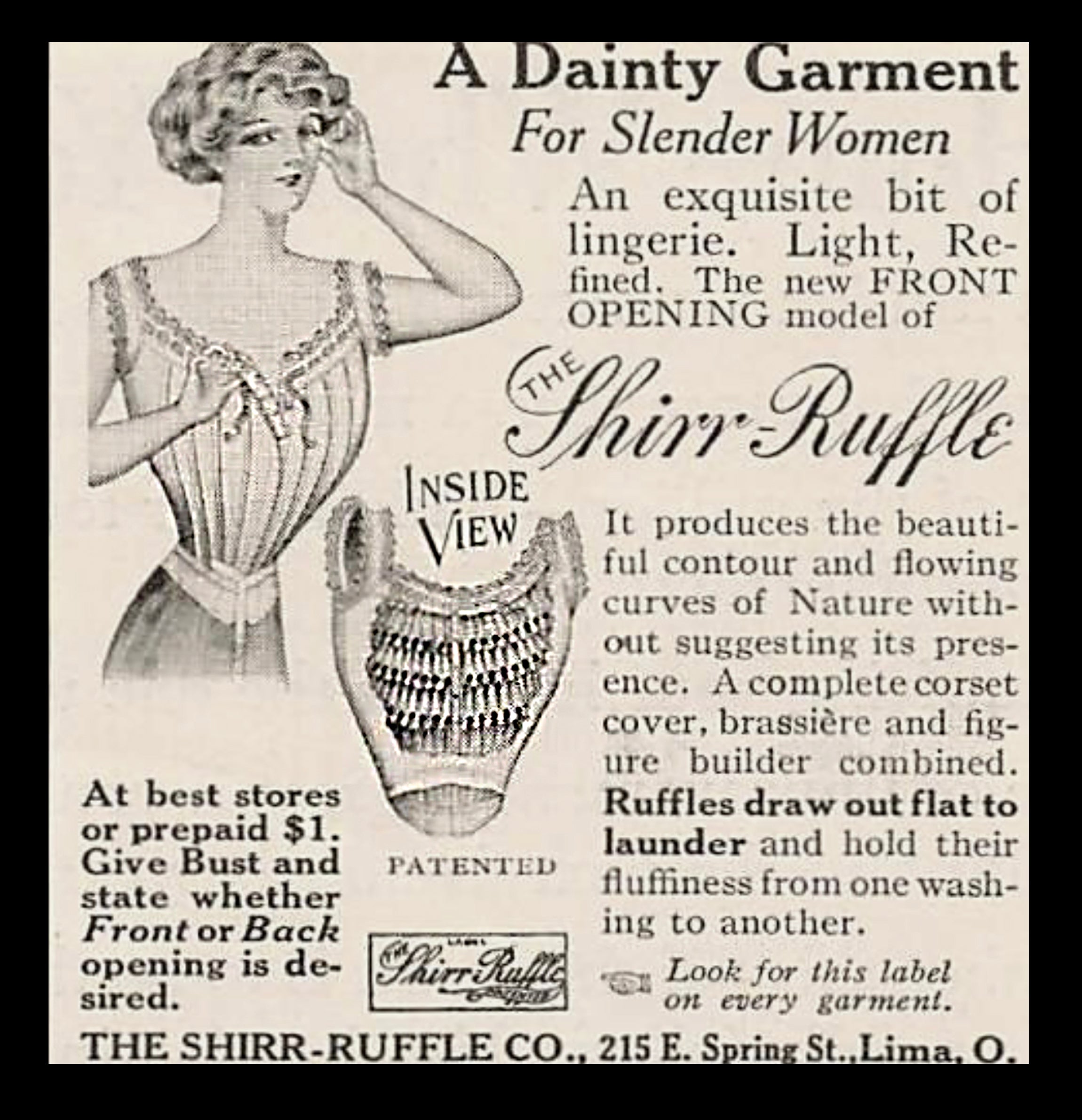 Rare Edwardian Bust Improver, Circa 1901 Cotton Batiste with Extensive Interior Ruffle Construction Authentic Period Example. Not a Reproduction.