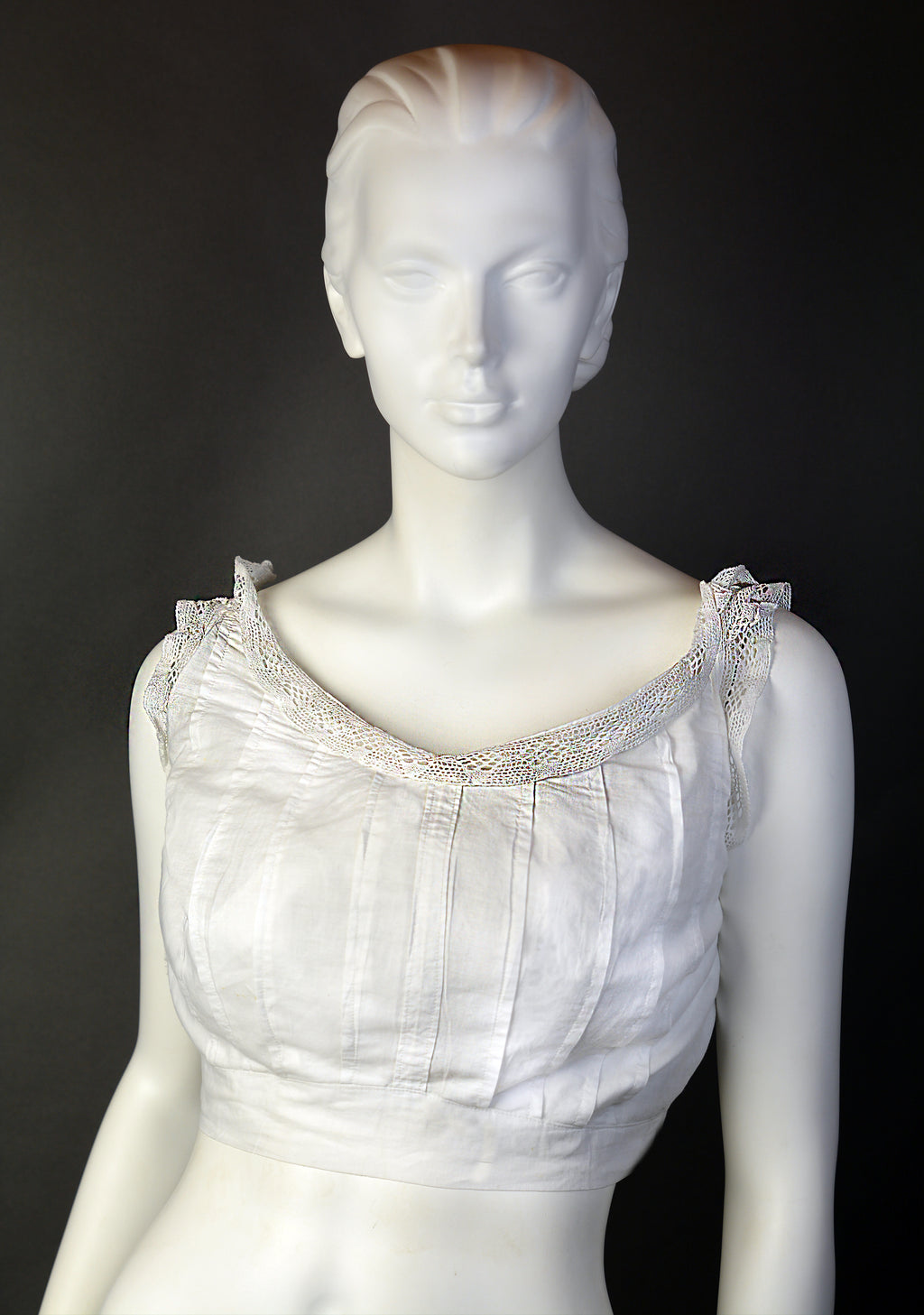 Rare Edwardian Bust Improver, Circa 1901 Cotton Batiste with Extensive Interior Ruffle Construction Authentic Period Example. Not a Reproduction.