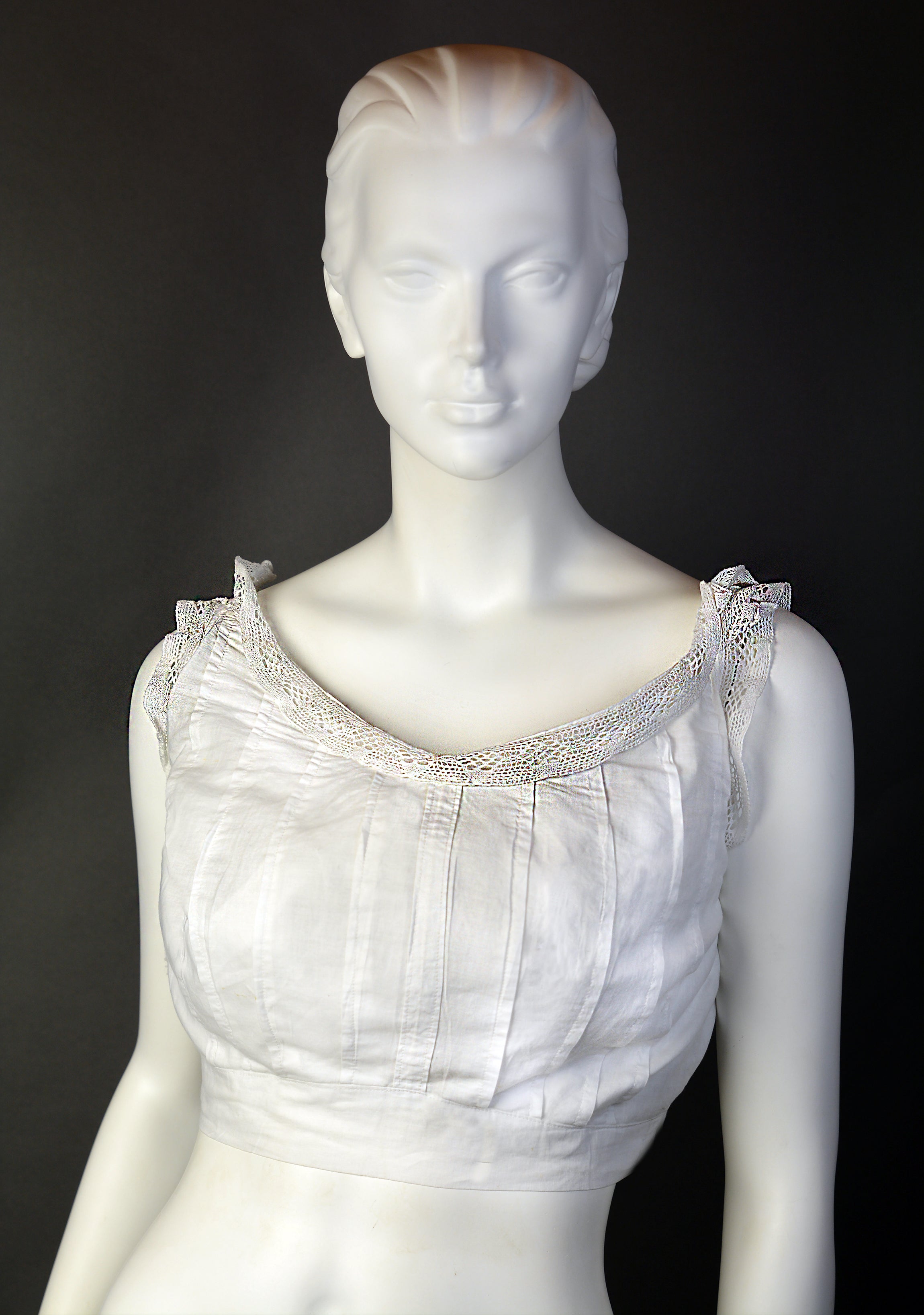 Rare Edwardian Bust Improver, Circa 1901 Cotton Batiste with Extensive Interior Ruffle Construction Authentic Period Example. Not a Reproduction.