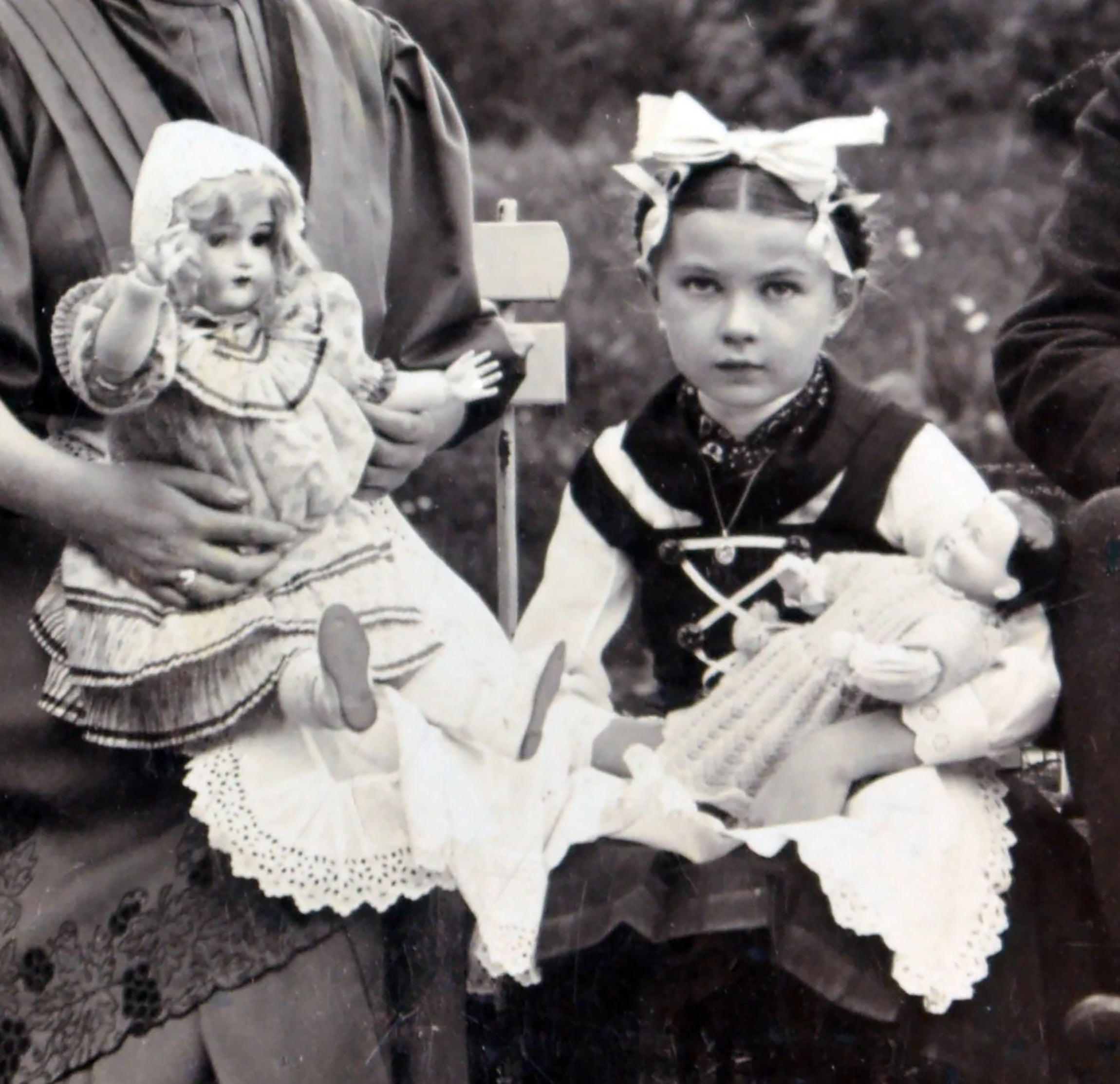 Antique Rare Edwardian Cabinet Photograph of a Child with Dolls at a Bohemian Spa, Dated 1907, As Seen In "Juicy History"
