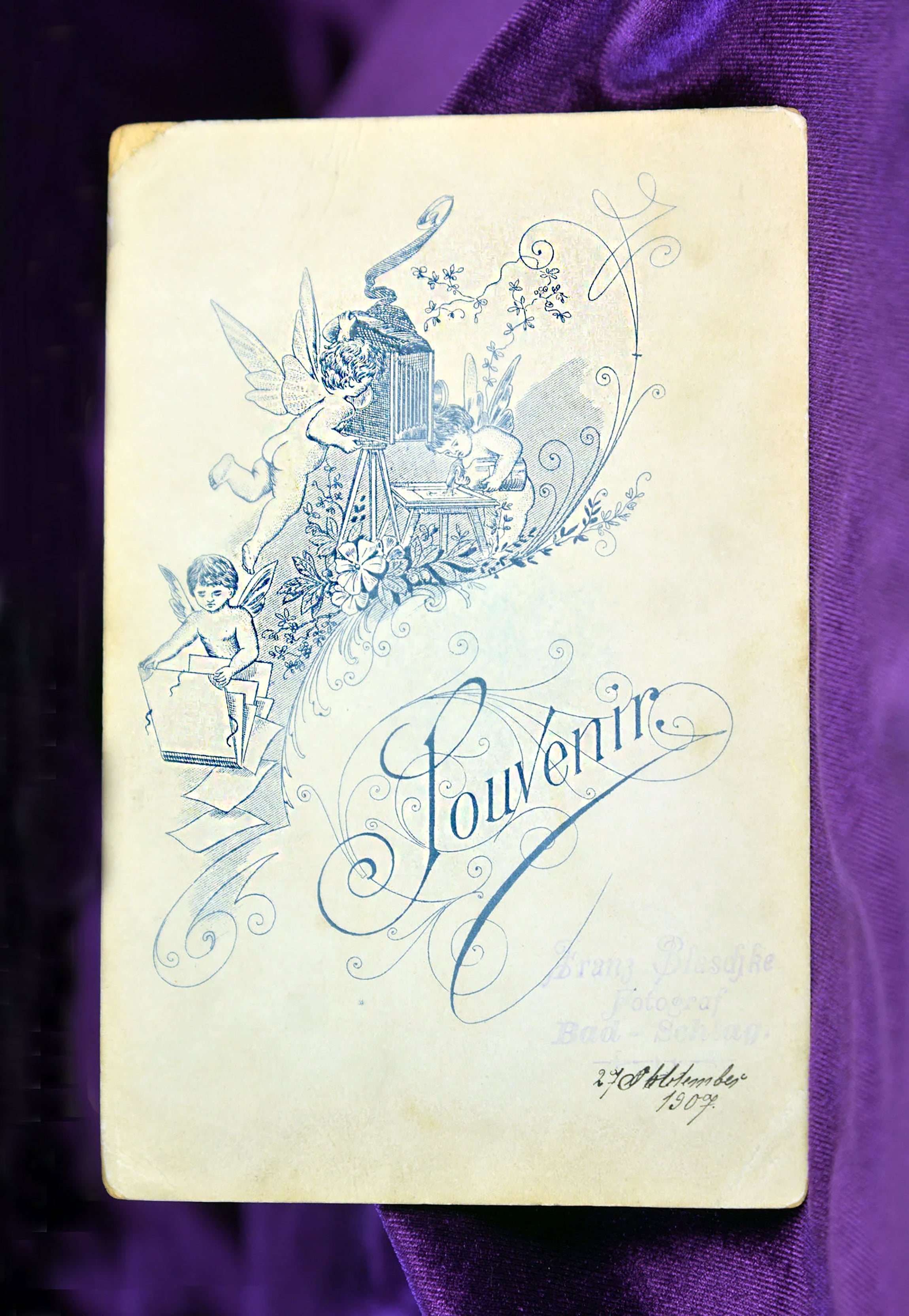 Antique Rare Edwardian Cabinet Photograph of a Child with Dolls at a Bohemian Spa, Dated 1907, As Seen In "Juicy History"