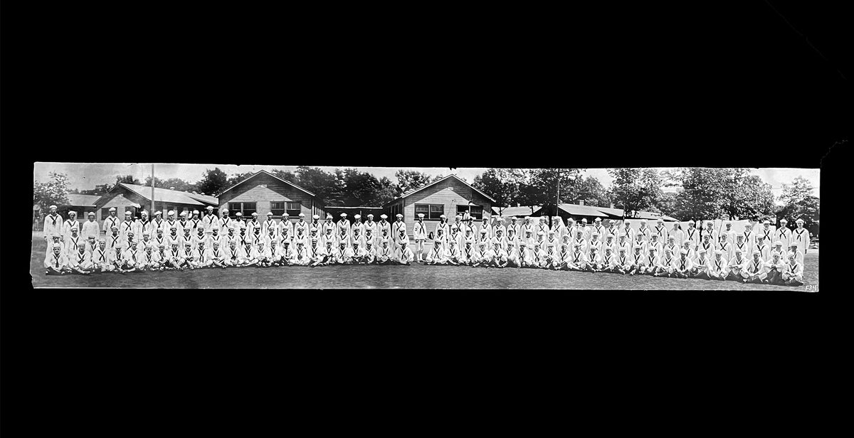 World War I U.S. Navy White Sailor Hat Cap with Original WWI Panoramic Photograph of Wearing This Exact Hat, Both Objects c. 1917–1919, *Free Shipping
