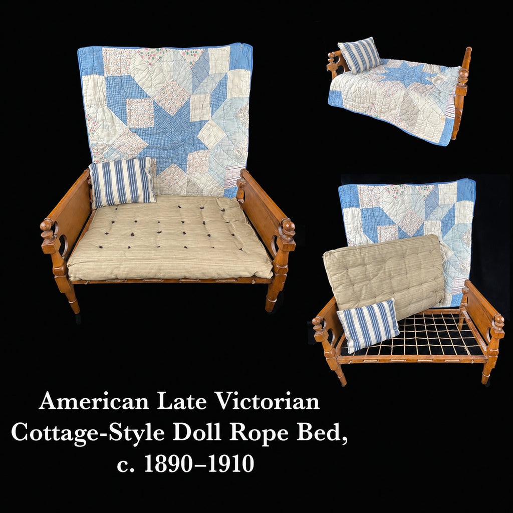 American Late Victorian Cottage-Style Doll Rope Bed, c. 1890–1910 *Free Shipping