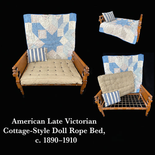 American Late Victorian Cottage-Style Doll Rope Bed, c. 1890–1910 *Free Shipping