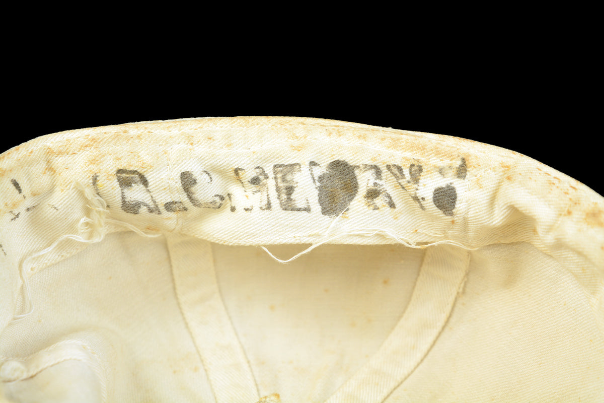 World War I U.S. Navy White Sailor Hat Cap with Original WWI Panoramic Photograph of Wearing This Exact Hat, Both Objects c. 1917–1919, *Free Shipping