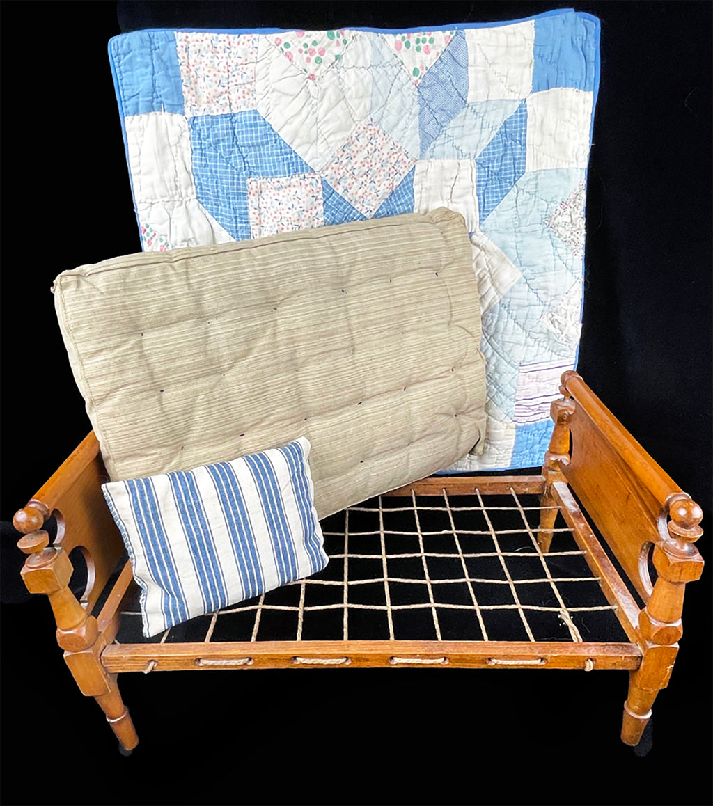 American Late Victorian Cottage-Style Doll Rope Bed, c. 1890–1910 *Free Shipping