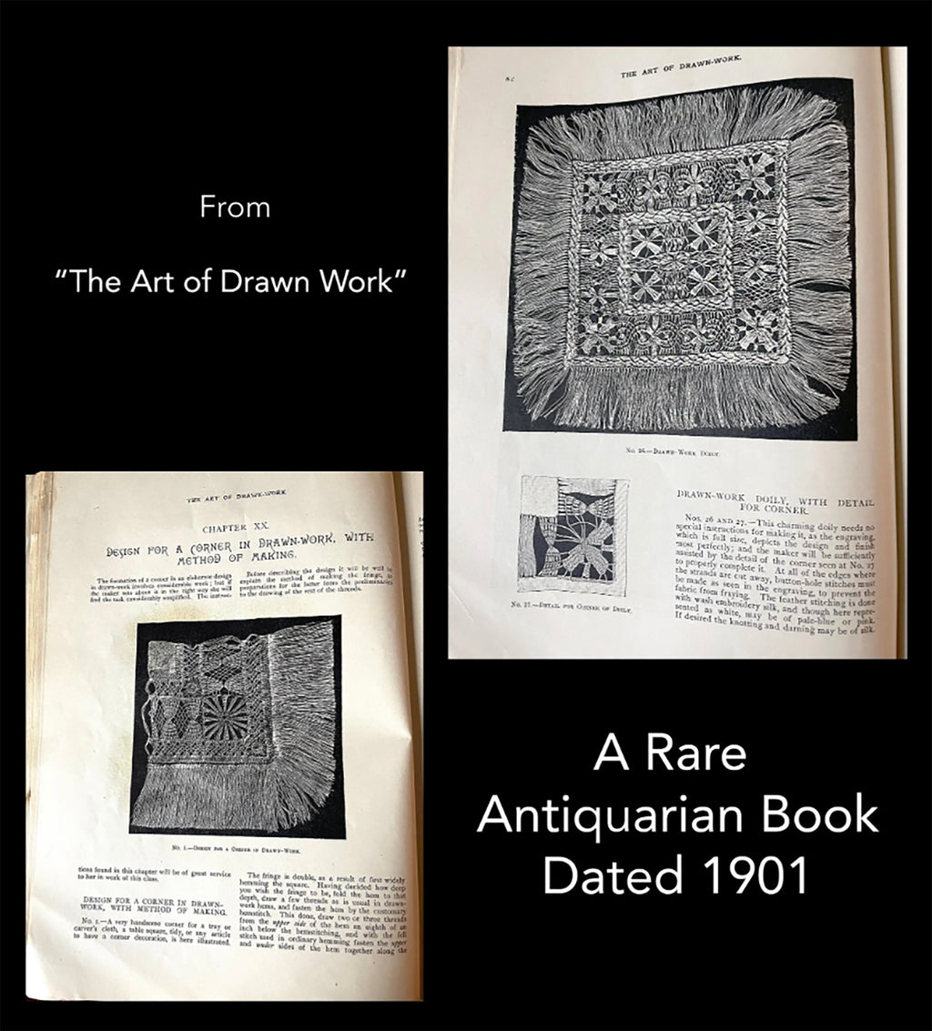 Antique Linen Edwardian Drawn Work and Pulled Thread Tutorial Book with Patterns, Publisehd London 1901, NOT a Reproduction! *Free Shipping