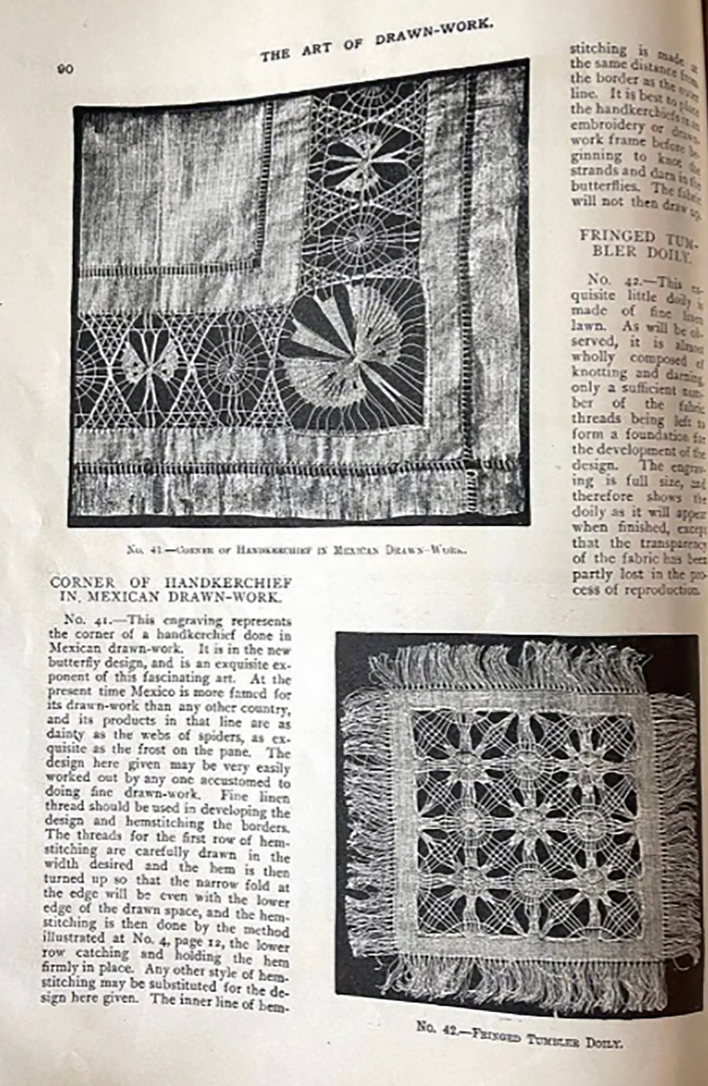 Antique Linen Edwardian Drawn Work and Pulled Thread Tutorial Book with Patterns, Publisehd London 1901, NOT a Reproduction! *Free Shipping