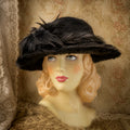 Rare Antique 1910s Plush Beaver Hat | Original Feather Trim | Precisely Dated 1912–1915  *Free Shipping