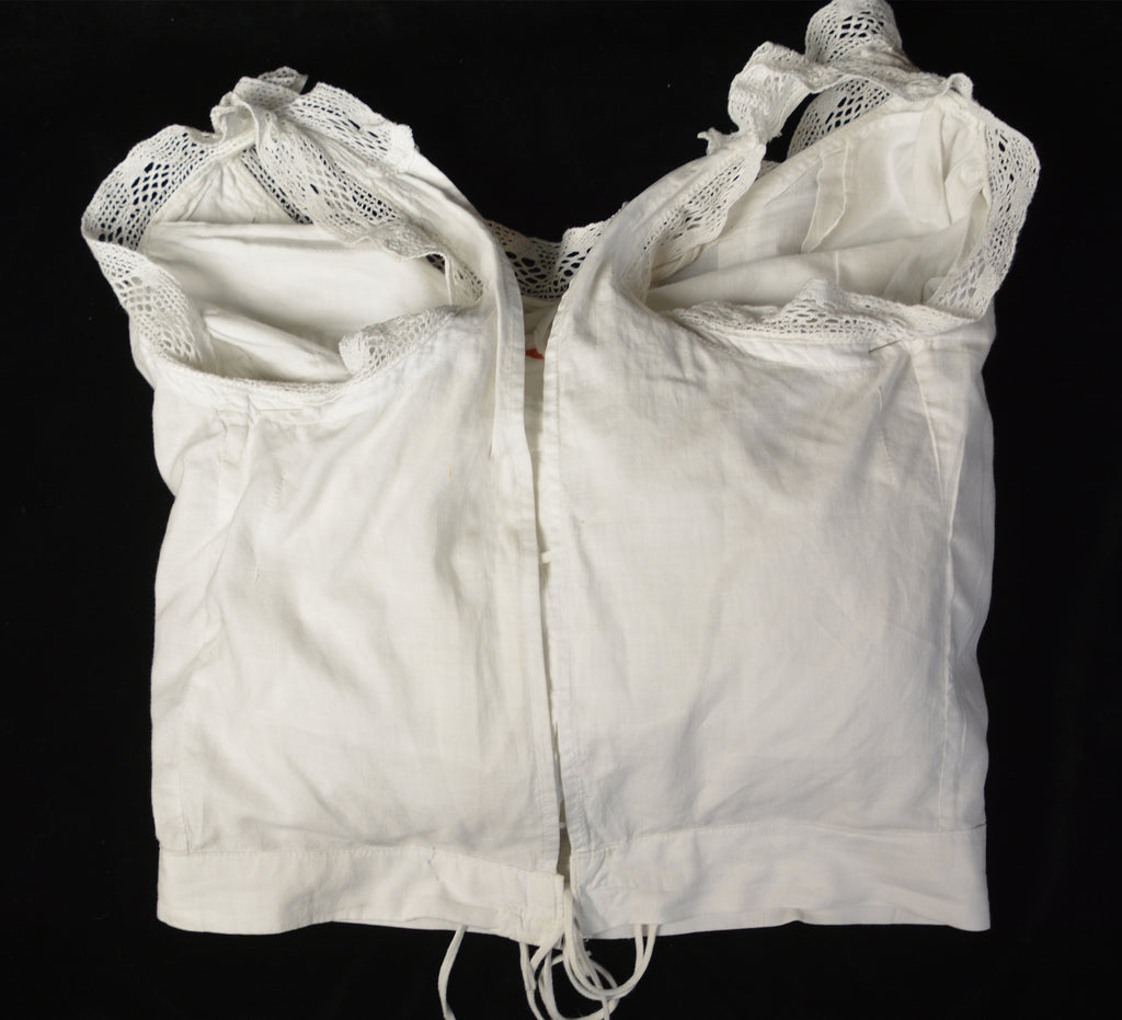 Rare Edwardian Bust Improver, Circa 1901 Cotton Batiste with Extensive Interior Ruffle Construction Authentic Period Example. Not a Reproduction.