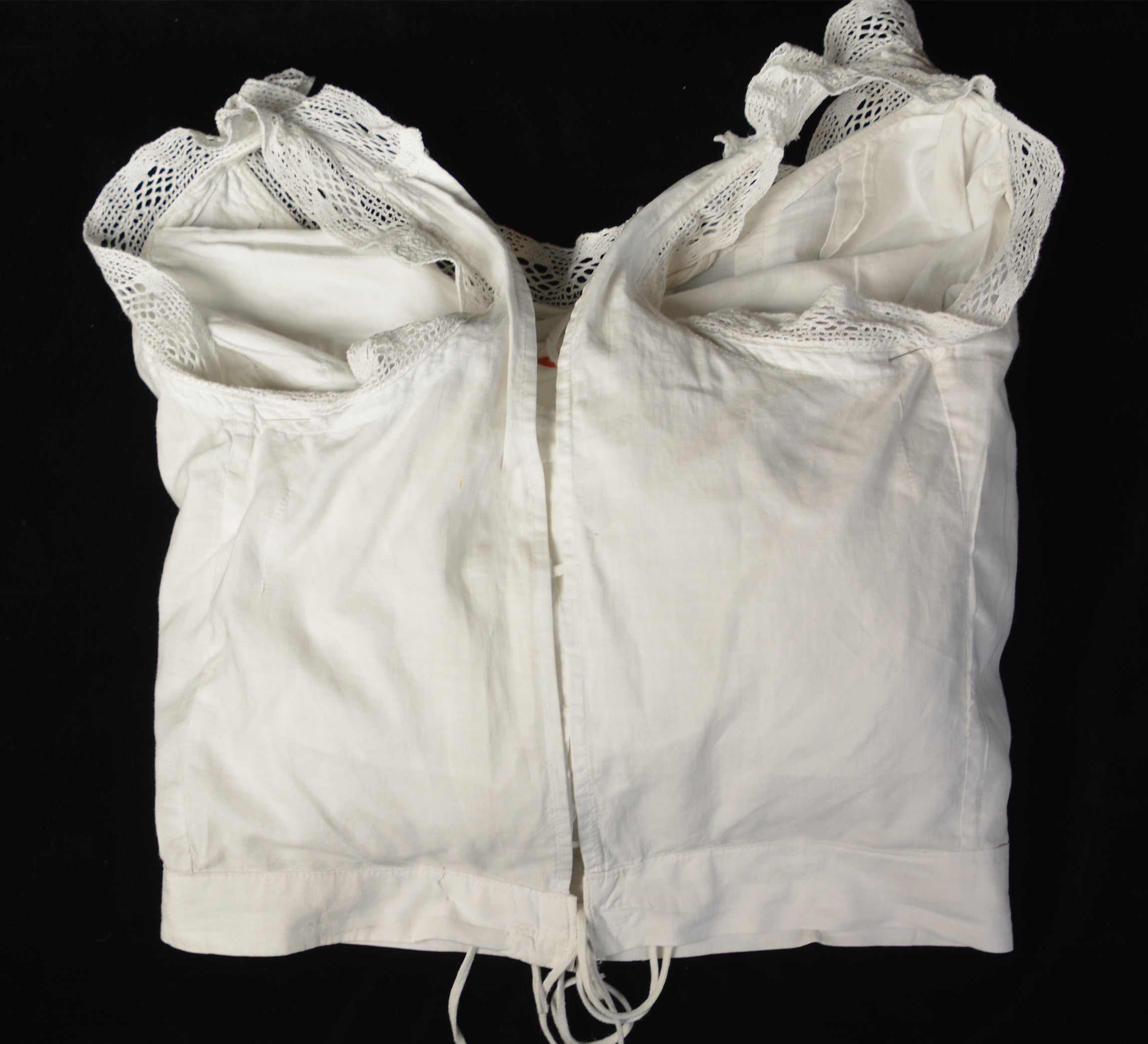 Rare Edwardian Bust Improver, Circa 1901 Cotton Batiste with Extensive Interior Ruffle Construction Authentic Period Example. Not a Reproduction.