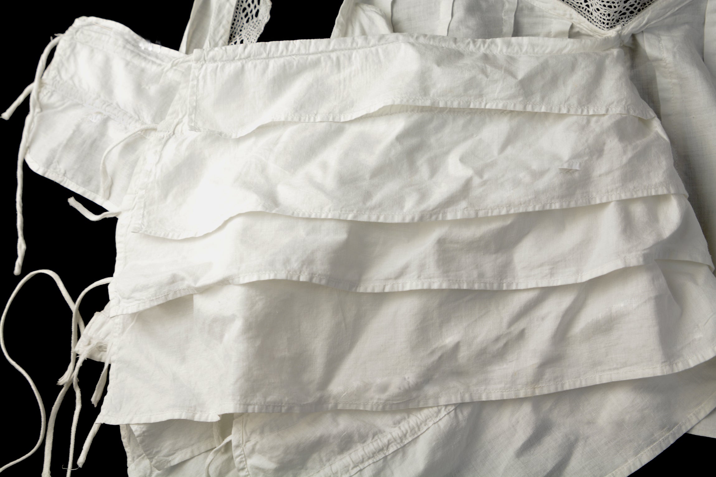 Rare Edwardian Bust Improver, Circa 1901 Cotton Batiste with Extensive Interior Ruffle Construction Authentic Period Example. Not a Reproduction.