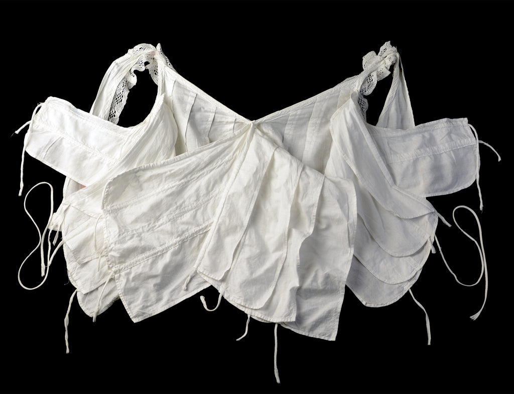 Rare Edwardian Bust Improver, Circa 1901 Cotton Batiste with Extensive Interior Ruffle Construction Authentic Period Example. Not a Reproduction.