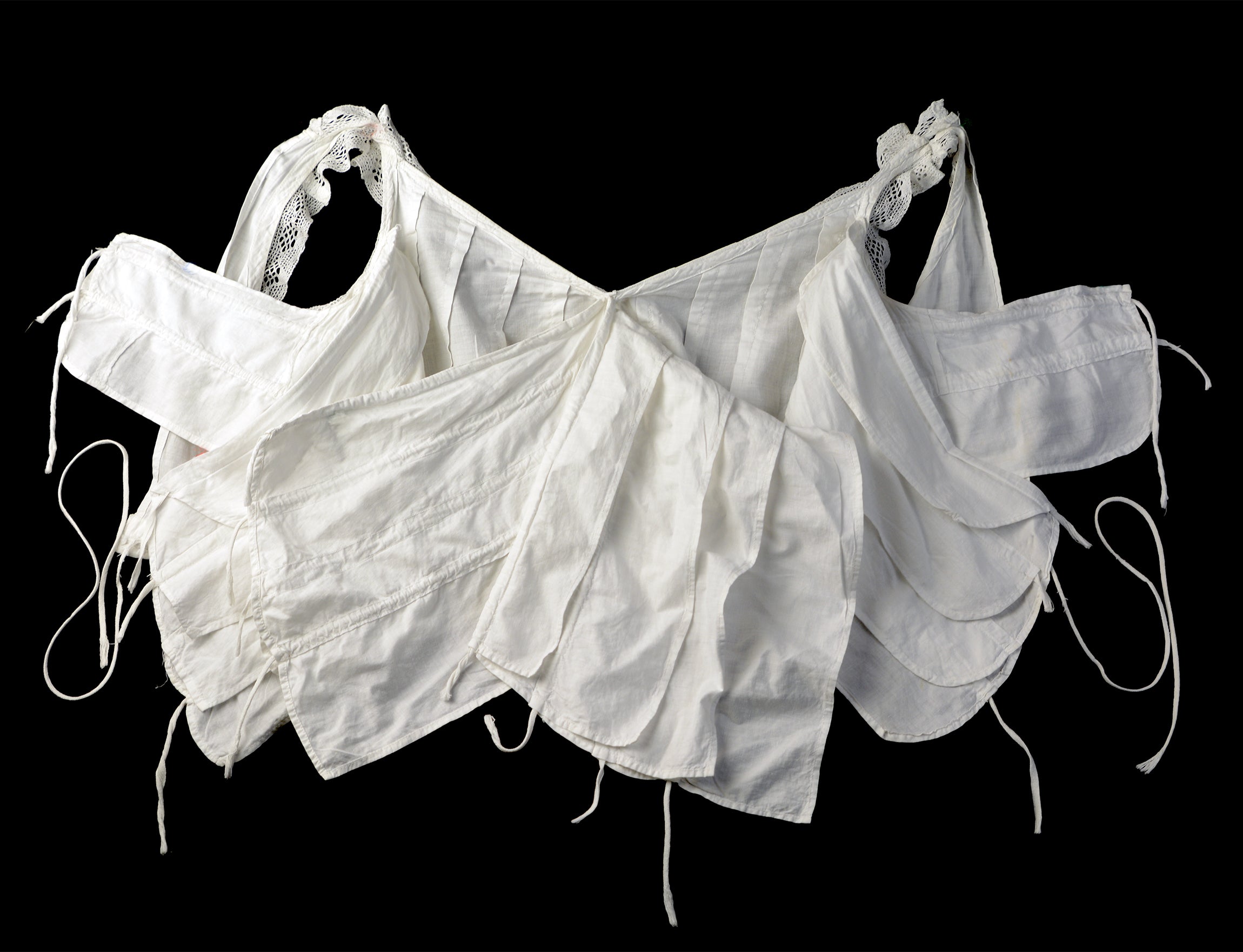 Rare Edwardian Bust Improver, Circa 1901 Cotton Batiste with Extensive Interior Ruffle Construction Authentic Period Example. Not a Reproduction.