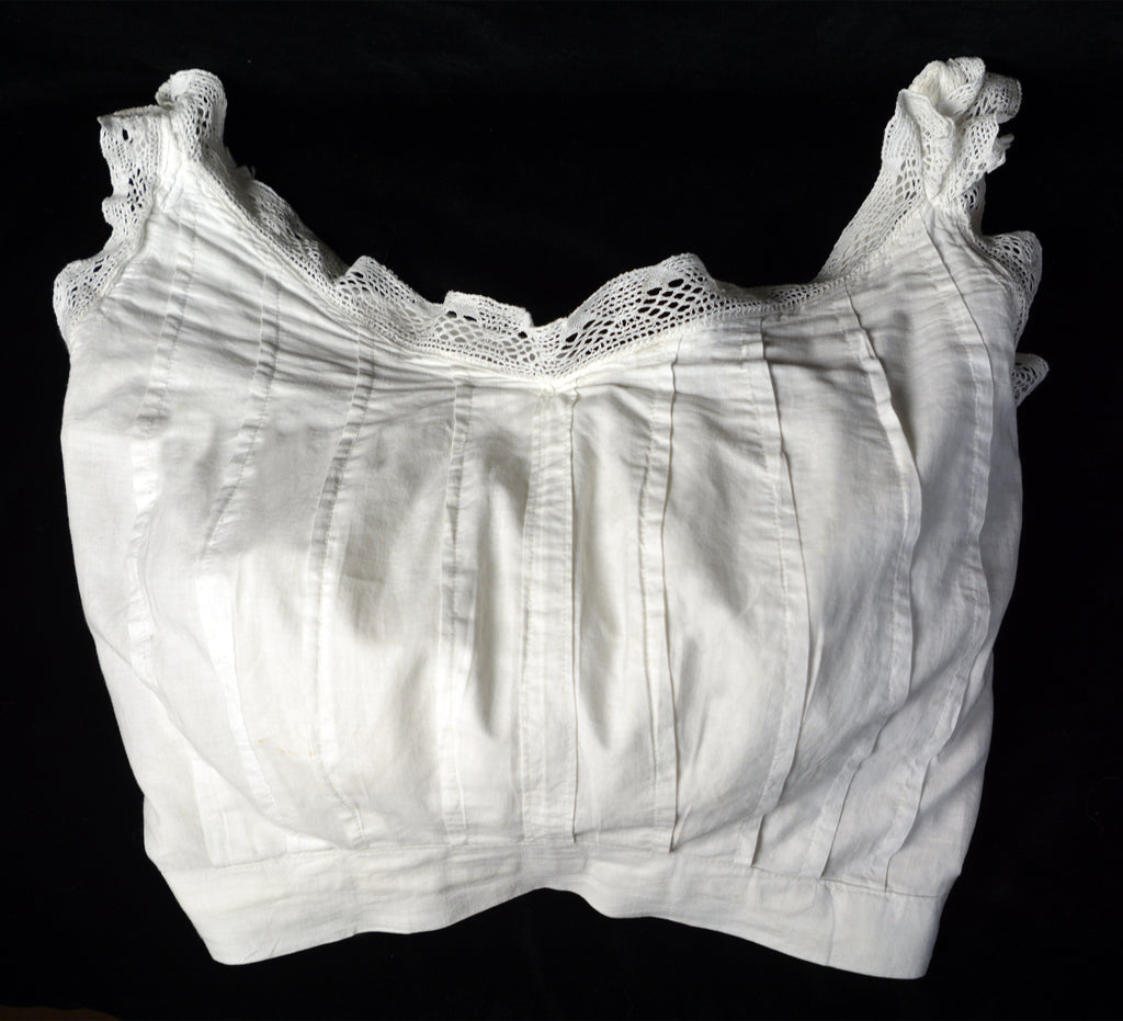 Rare Edwardian Bust Improver, Circa 1901 Cotton Batiste with Extensive Interior Ruffle Construction Authentic Period Example. Not a Reproduction.
