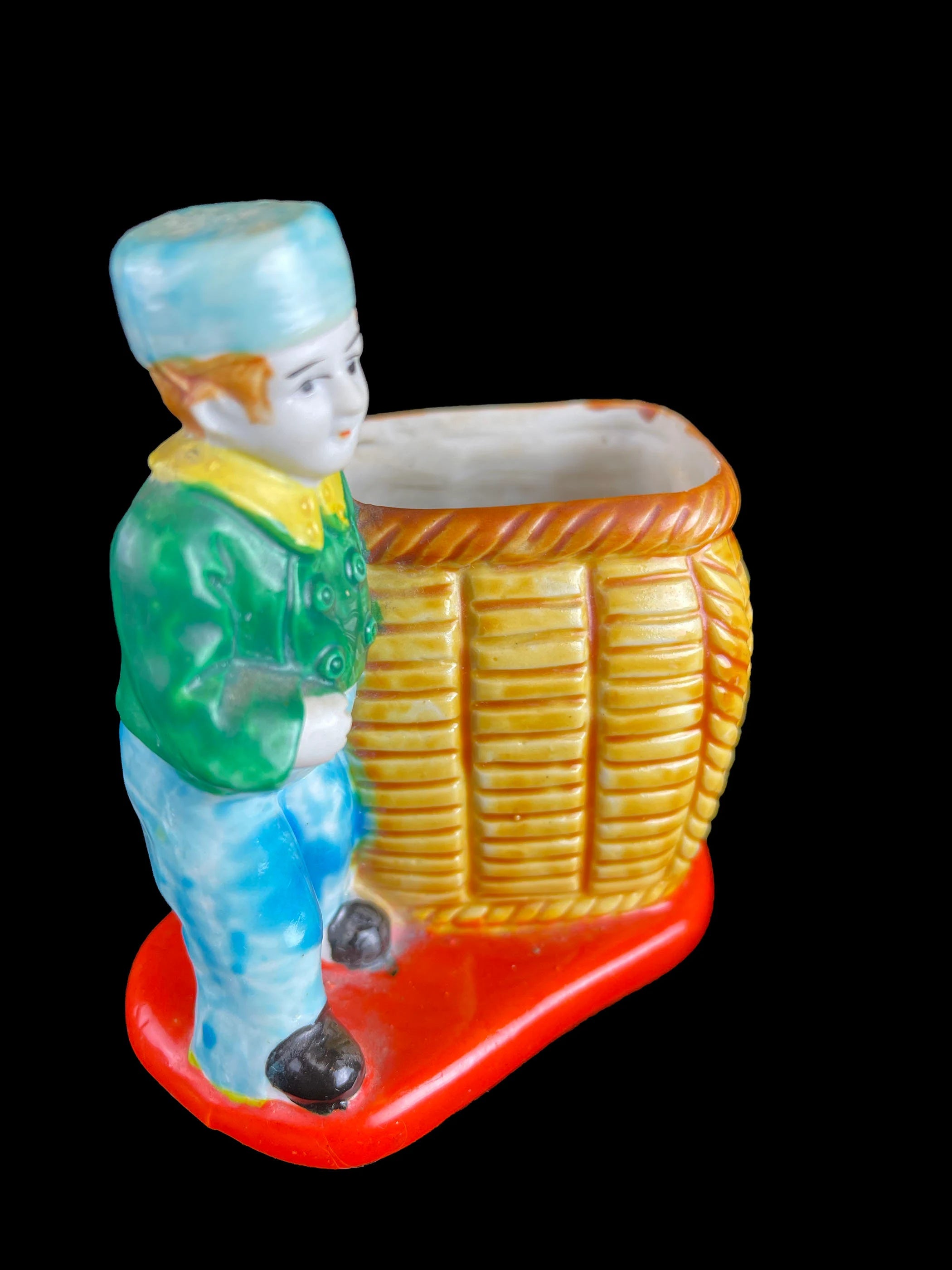 Vintage 1920s Hotel Bellhop Figurine Plant Planter Plant Pot or Pencil Holder, Carnival Prize Antique Rare Exceptional Condition -- Test Object For Soft Launch