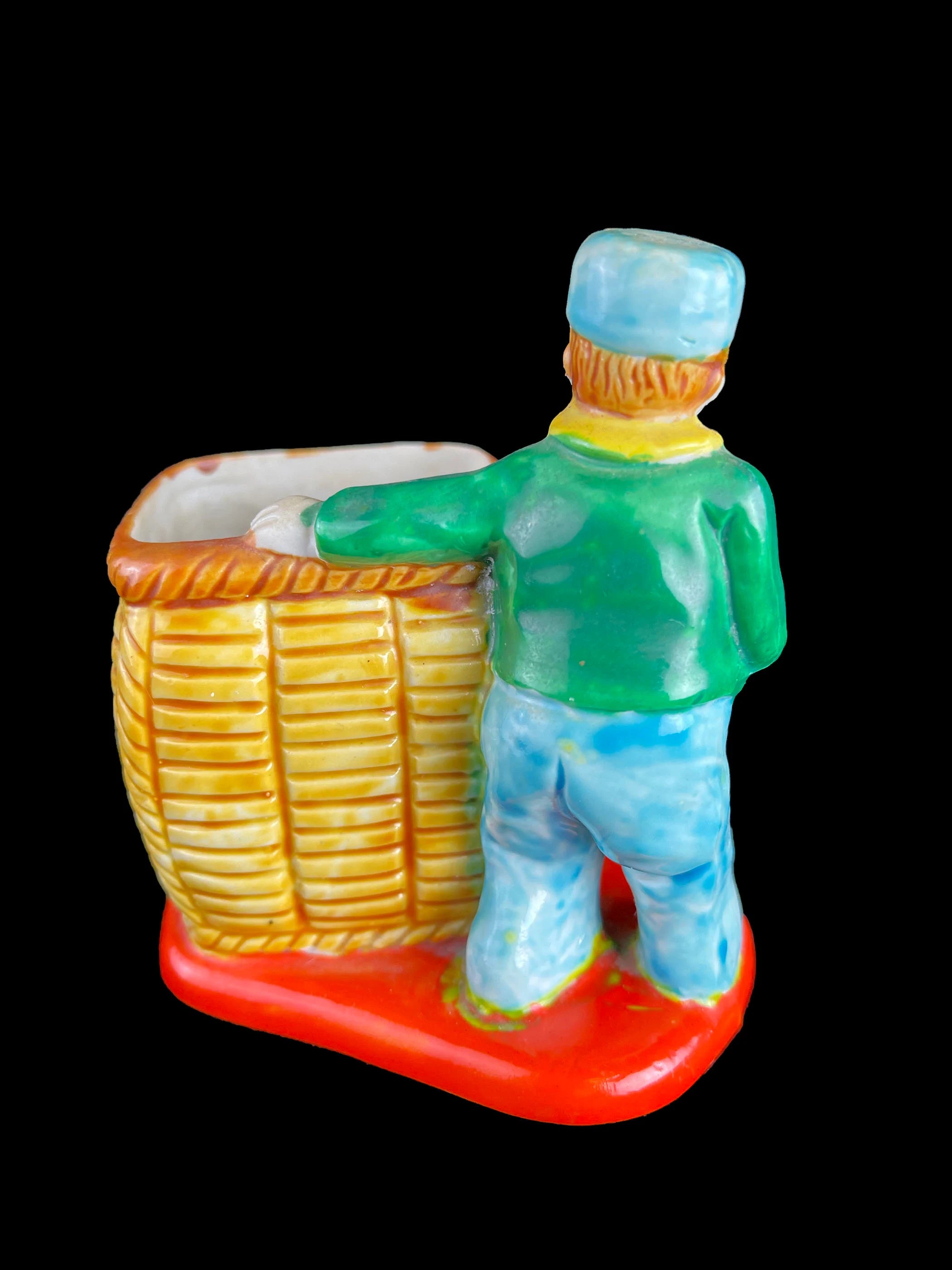 Vintage 1920s Hotel Bellhop Figurine Plant Planter Plant Pot or Pencil Holder, Carnival Prize Antique Rare Exceptional Condition -- Test Object For Soft Launch