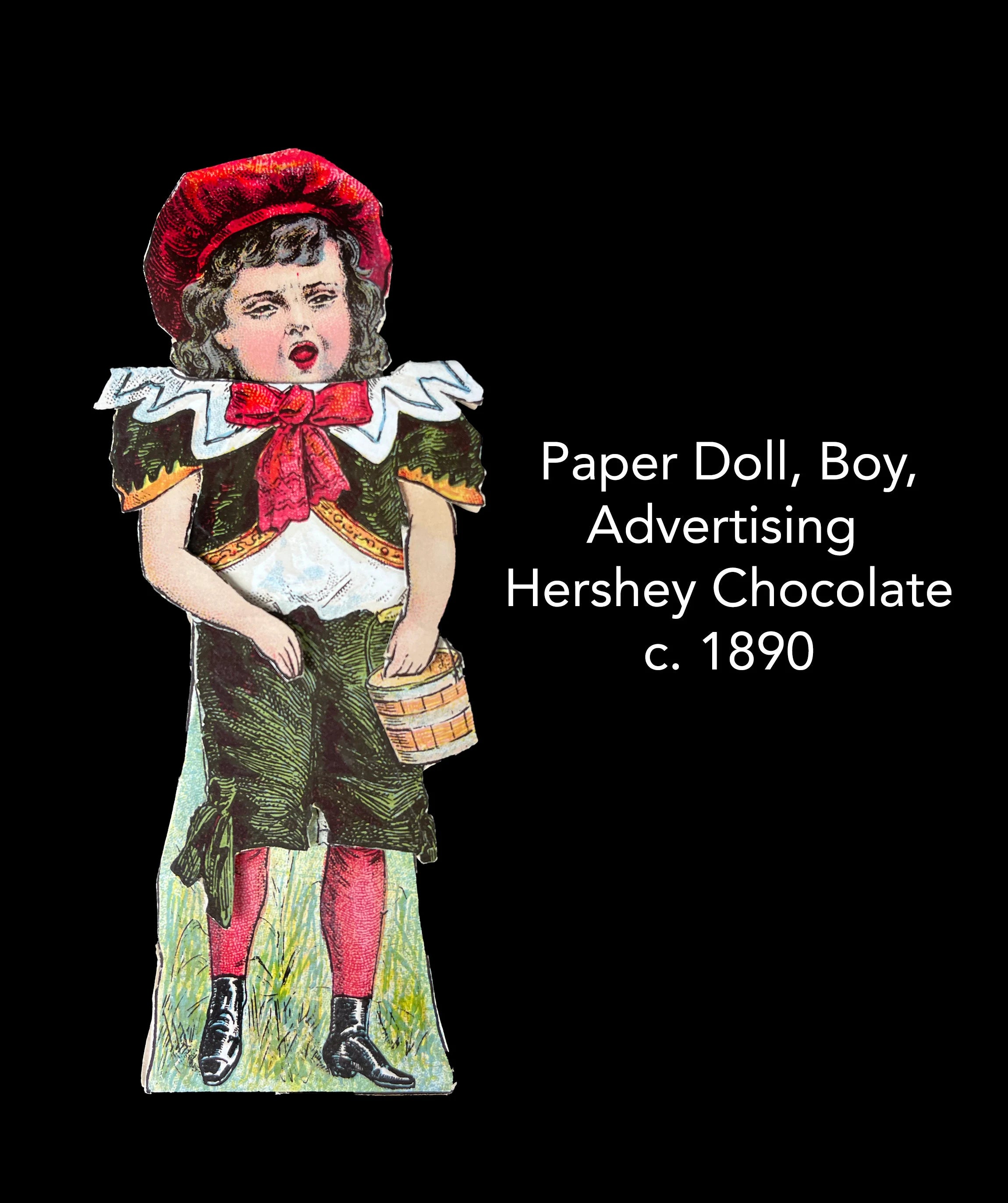 Rare Victorian Advertising Paper Dolls, McLaughlin Coffee & Hershey Chocolate, c. 1890 13-Piece Lithographed Child’s Play Set, Authentic Period Ephemera