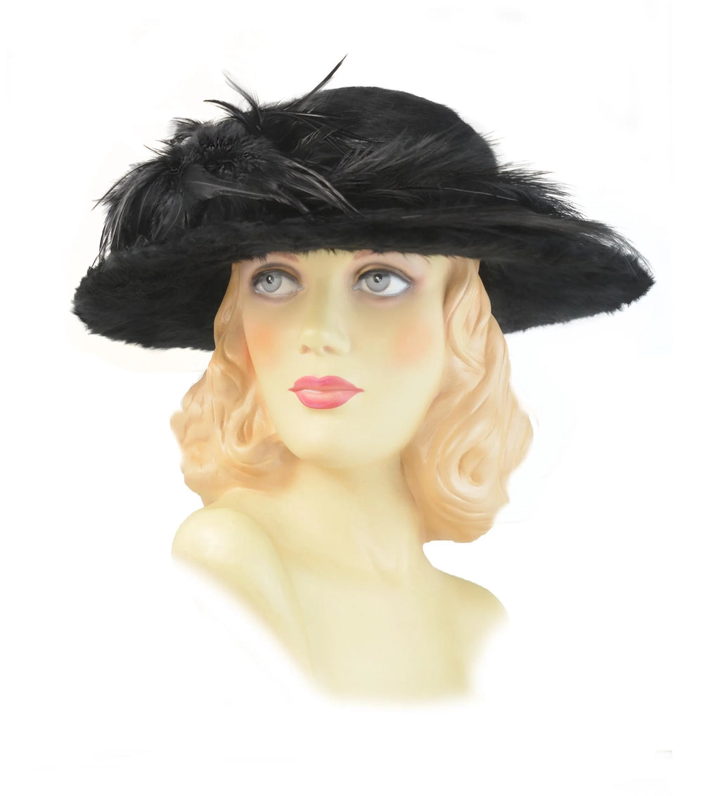 RARE Museum-Worthy 1910s Plush Beaver Antique Hat with Original Costly Feather Trim, Precisely Dated 1912–1915 | Excellent Condition