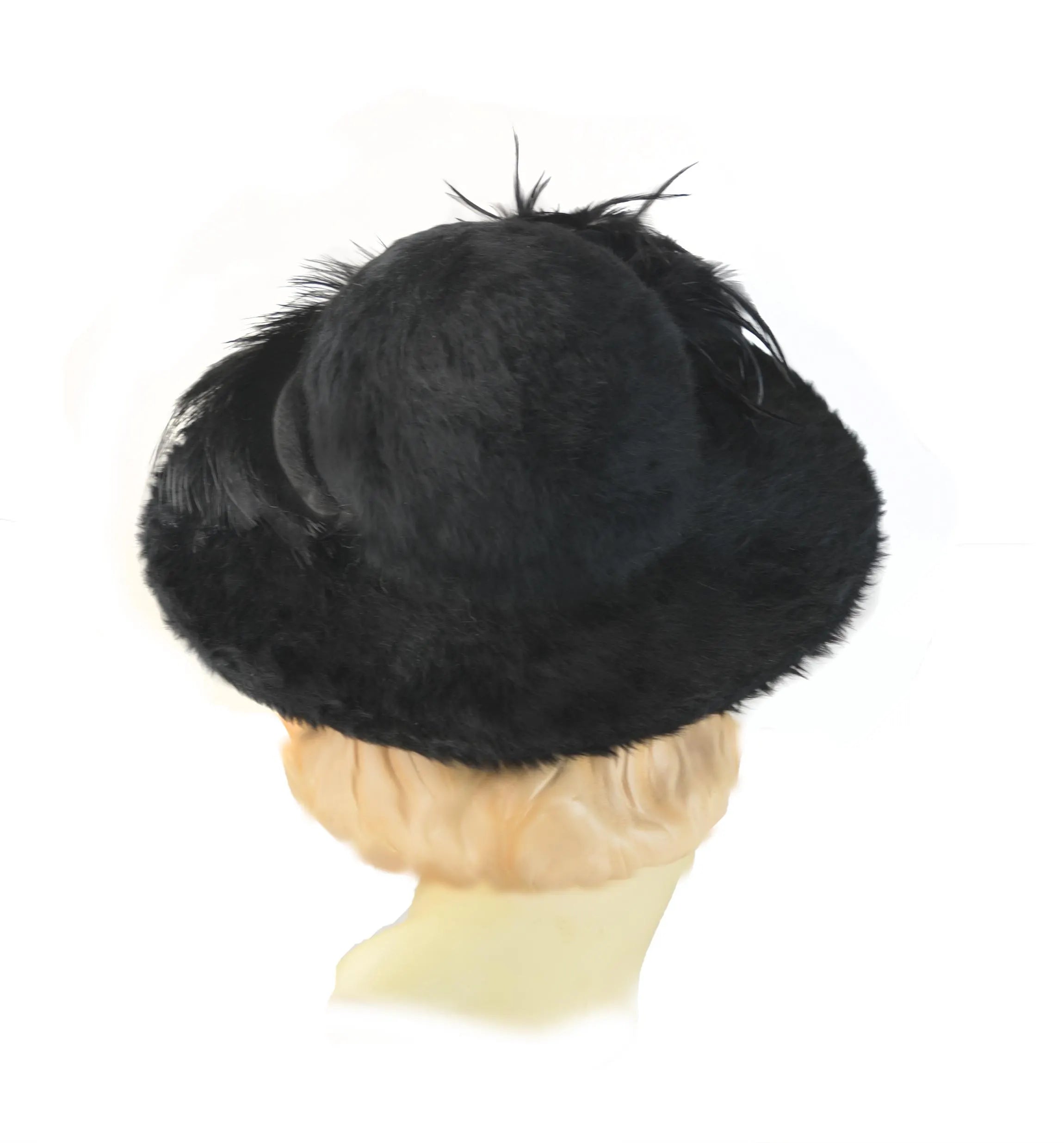 RARE Museum-Worthy 1910s Plush Beaver Antique Hat with Original Costly Feather Trim, Precisely Dated 1912–1915 | Excellent Condition