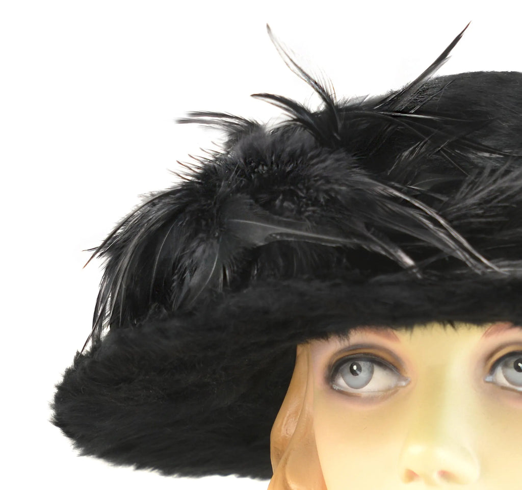 RARE Museum-Worthy 1910s Plush Beaver Antique Hat with Original Costly Feather Trim, Precisely Dated 1912–1915 | Excellent Condition