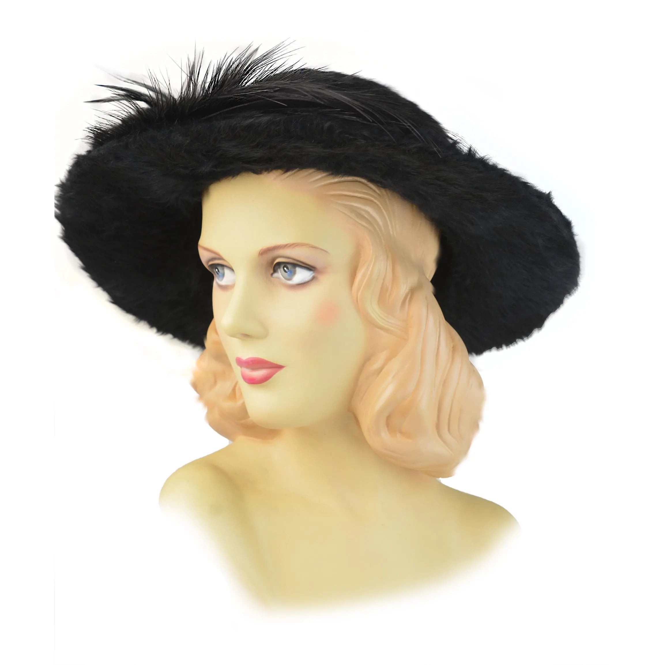 RARE Museum-Worthy 1910s Plush Beaver Antique Hat with Original Costly Feather Trim, Precisely Dated 1912–1915 | Excellent Condition