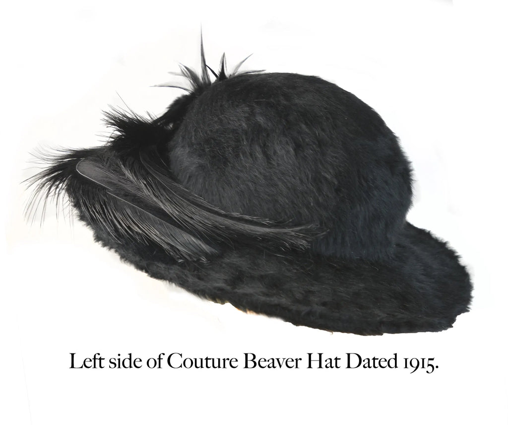 RARE Museum-Worthy 1910s Plush Beaver Antique Hat with Original Costly Feather Trim, Precisely Dated 1912–1915 | Excellent Condition