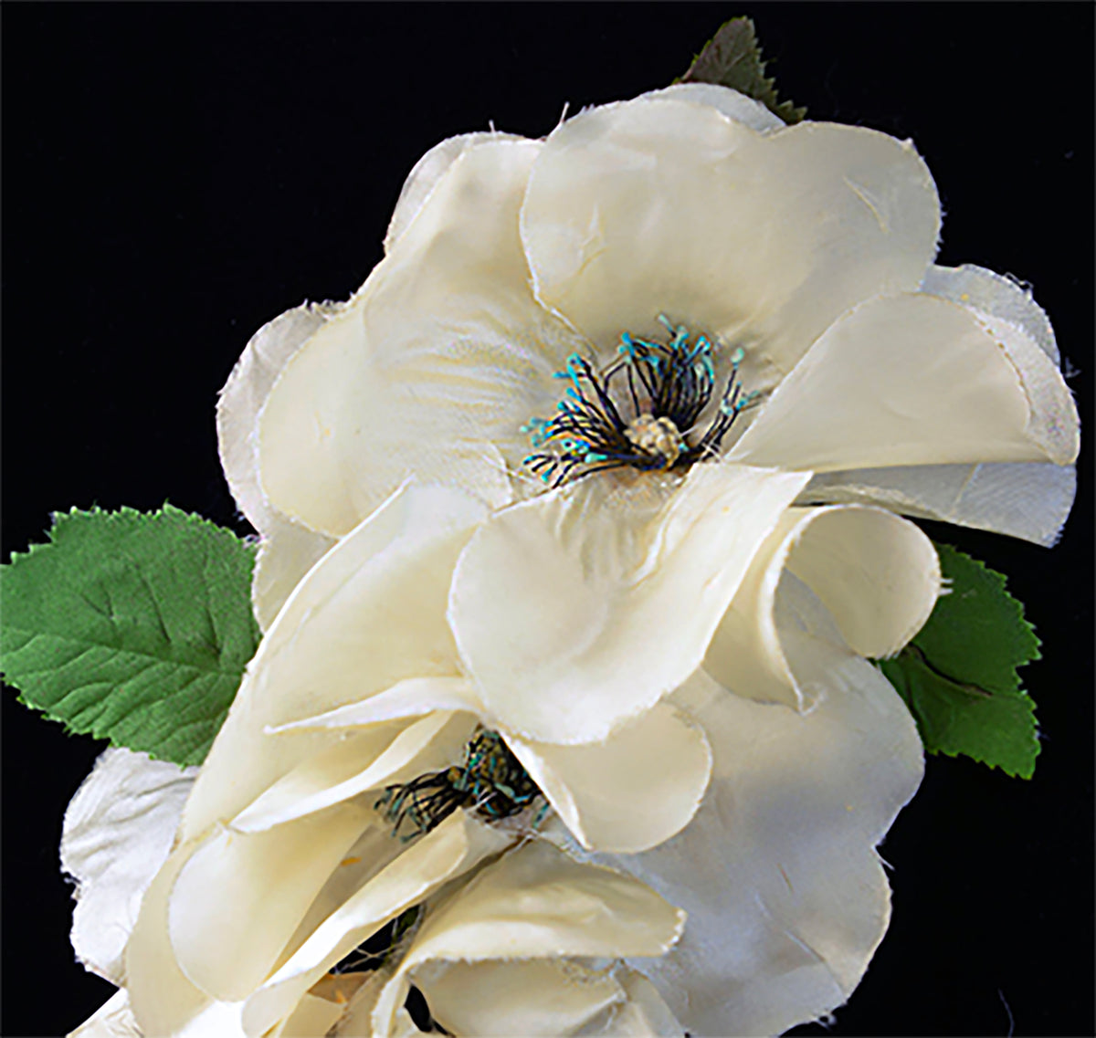 Vintage 1940s Silk Magnolia Millinery Trims with Ivory Ostrich Plume *Free Shipping