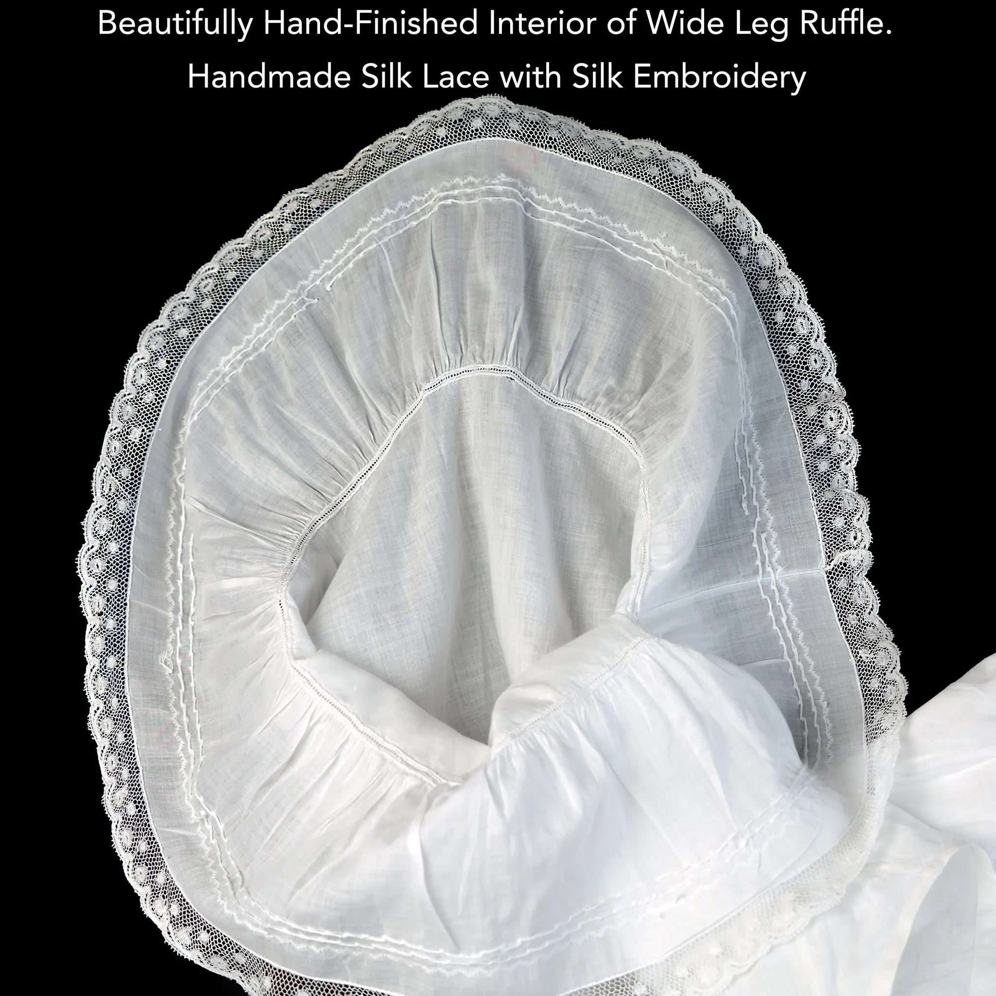 Authentic c. 1860 Hand-Sewn Linen Split Drawers (Antique Underwear) with Handmade Silk Lace, *Free Shipping
